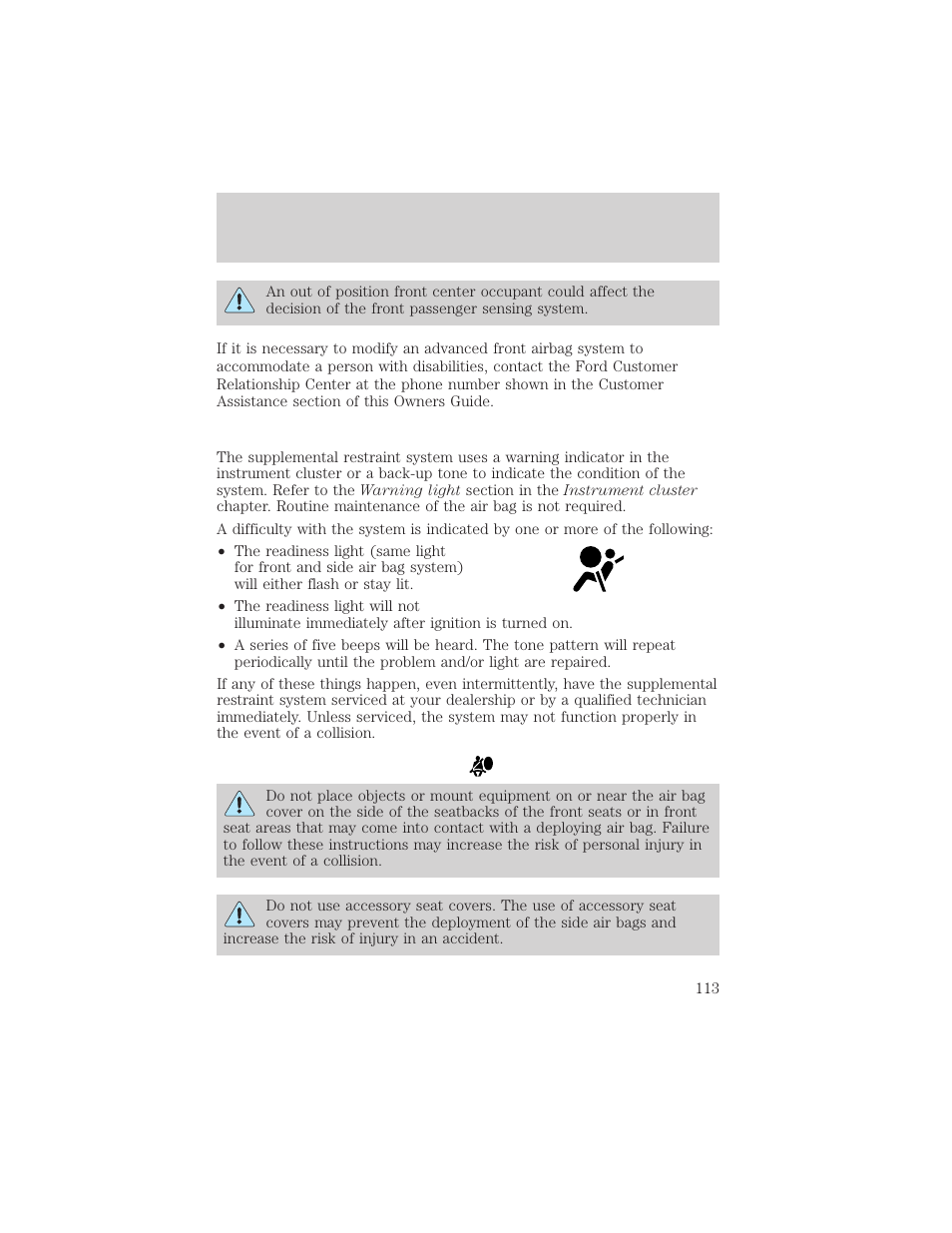 Seating and safety restraints | FORD 2004 Taurus v.2 User Manual | Page 113 / 248