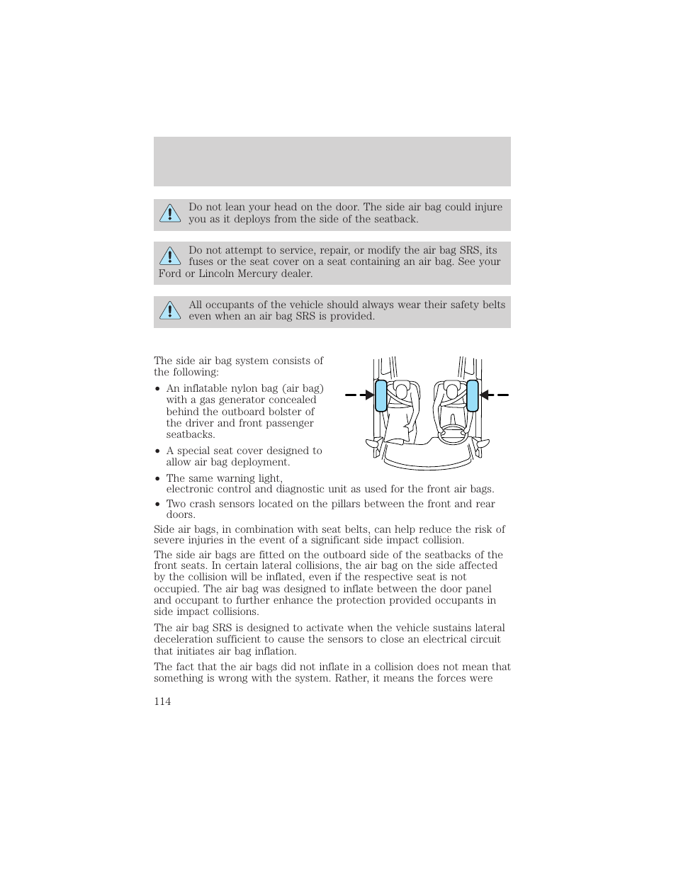 Seating and safety restraints | FORD 2004 Taurus v.2 User Manual | Page 114 / 248