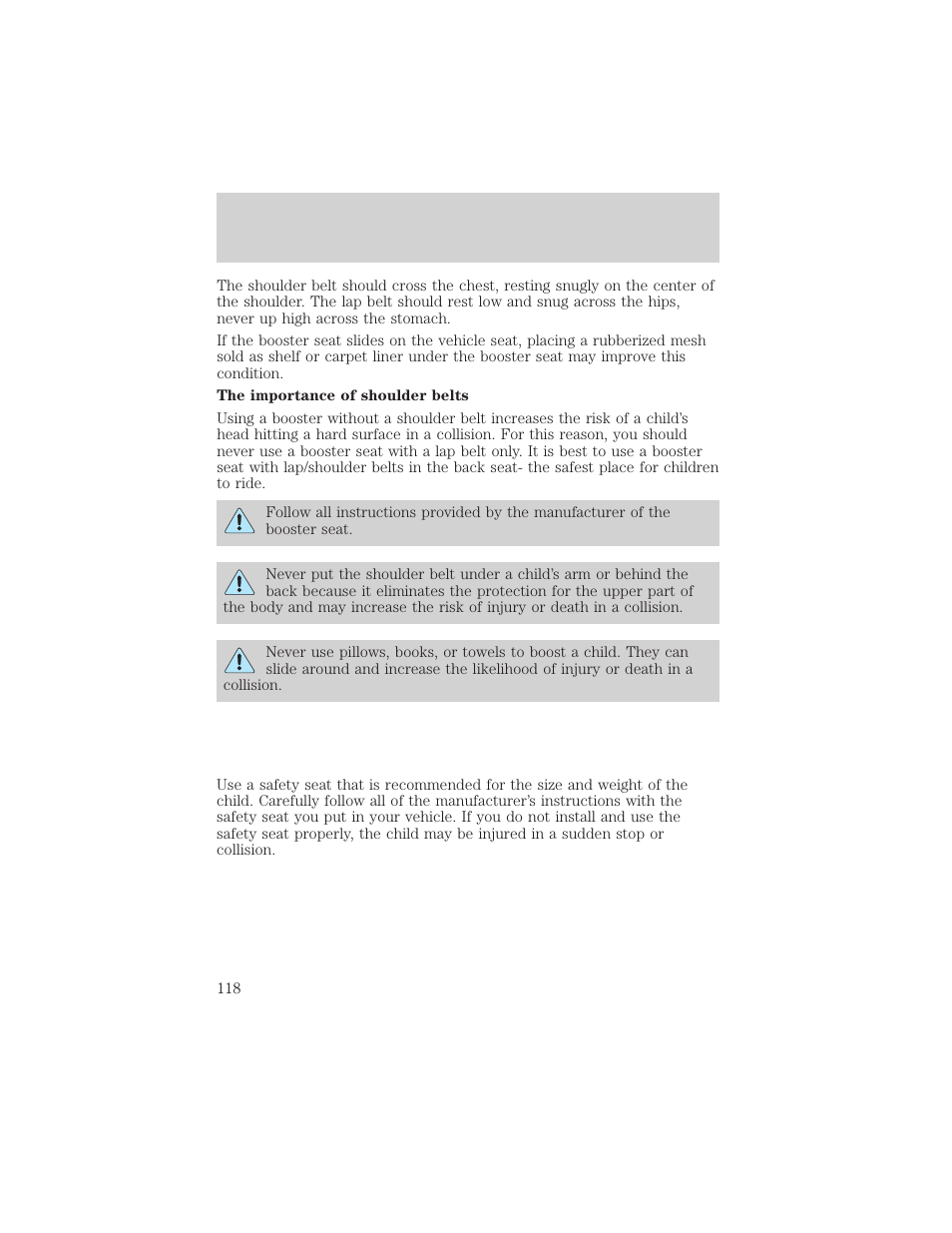 Seating and safety restraints | FORD 2004 Taurus v.2 User Manual | Page 118 / 248