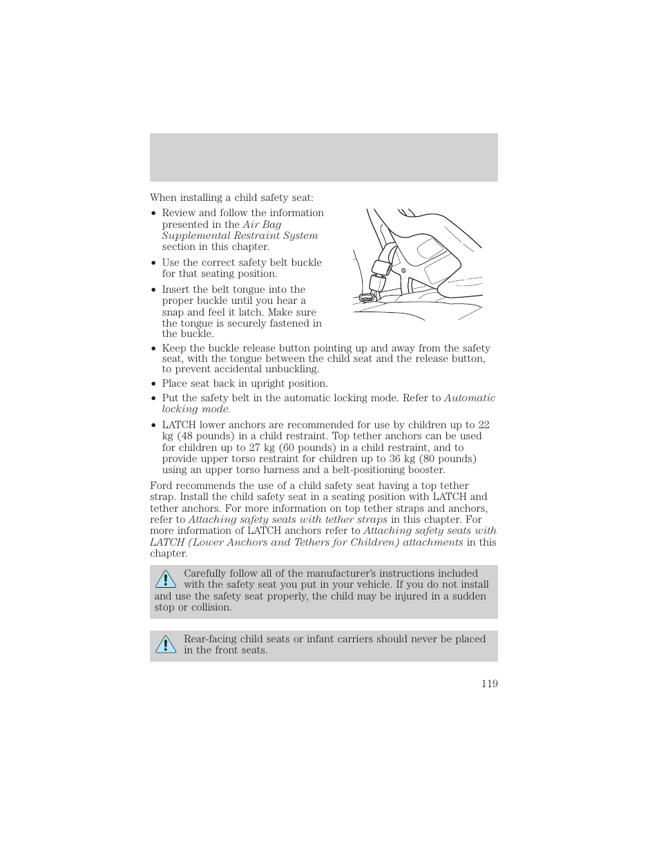 Seating and safety restraints | FORD 2004 Taurus v.2 User Manual | Page 119 / 248
