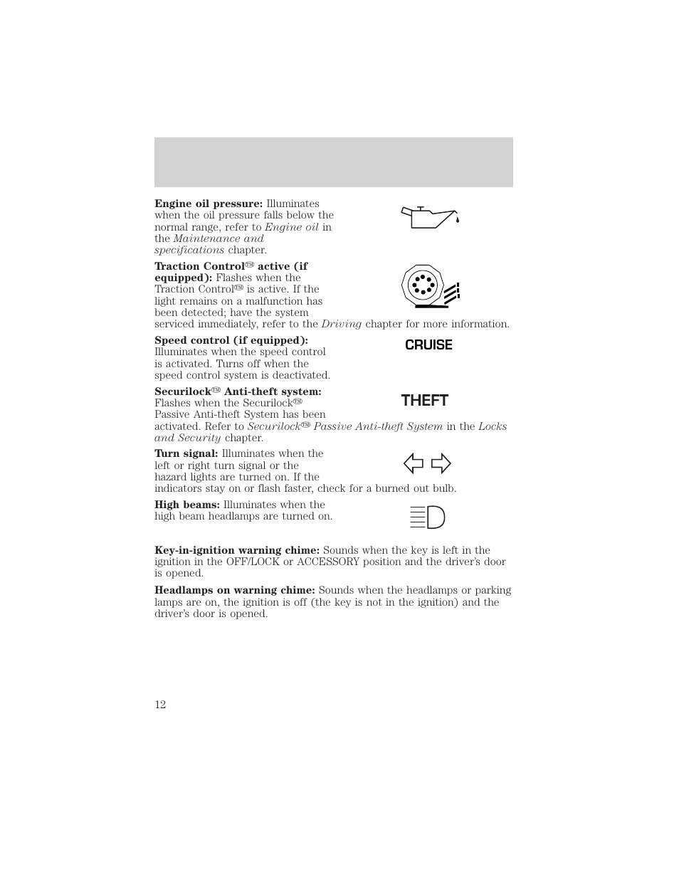 Instrument cluster | FORD 2004 Taurus v.2 User Manual | Page 12 / 248