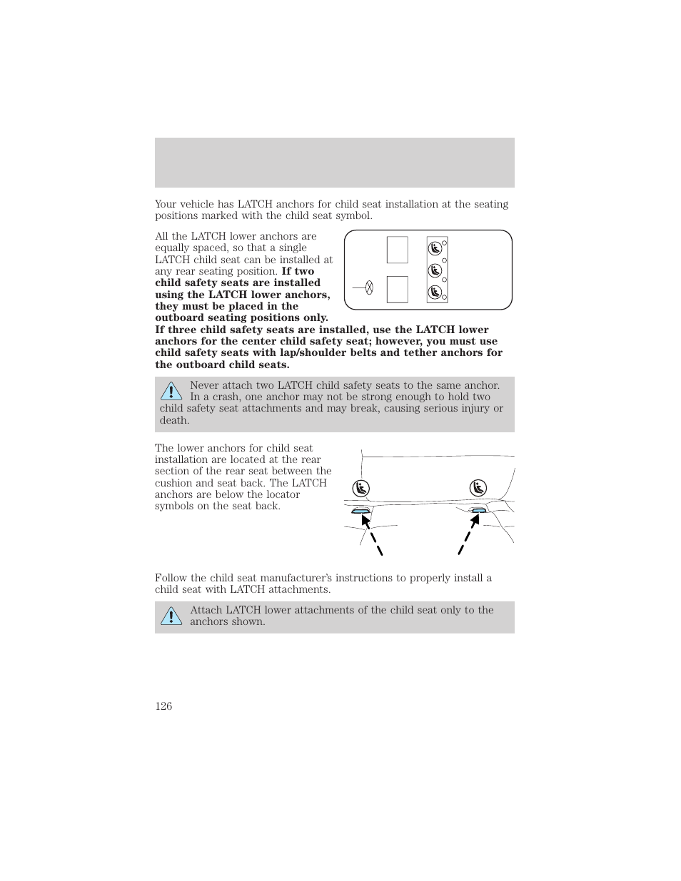 Seating and safety restraints | FORD 2004 Taurus v.2 User Manual | Page 126 / 248