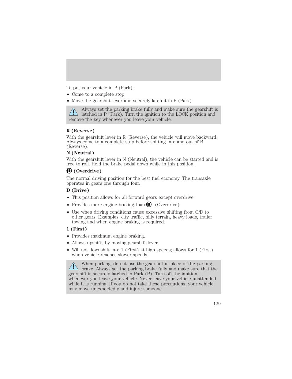 Driving | FORD 2004 Taurus v.2 User Manual | Page 139 / 248