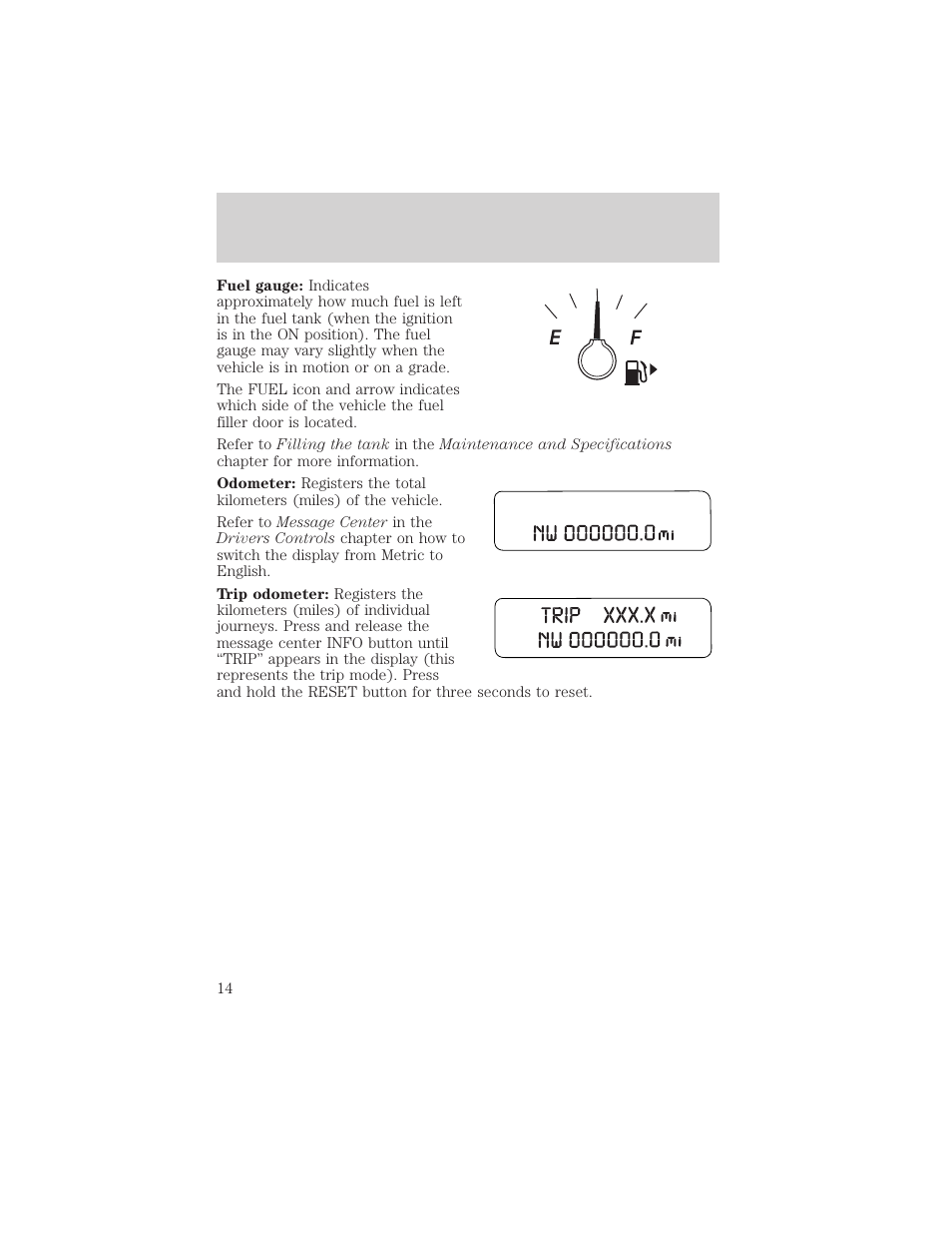 Instrument cluster | FORD 2004 Taurus v.2 User Manual | Page 14 / 248