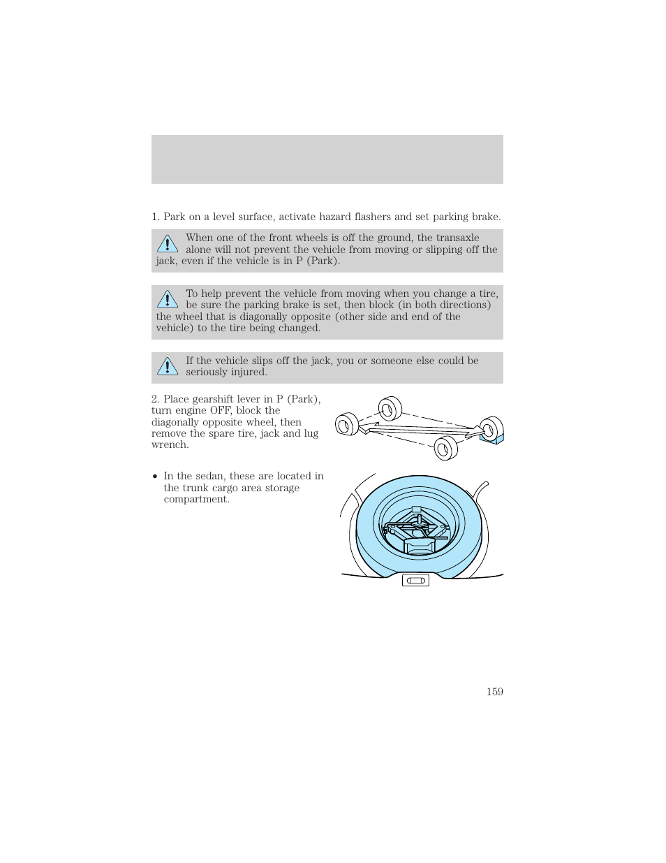 Roadside emergencies | FORD 2004 Taurus v.2 User Manual | Page 159 / 248