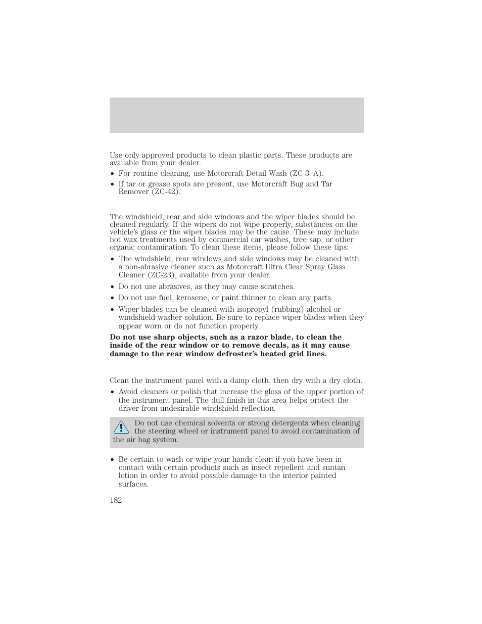 Cleaning | FORD 2004 Taurus v.2 User Manual | Page 182 / 248