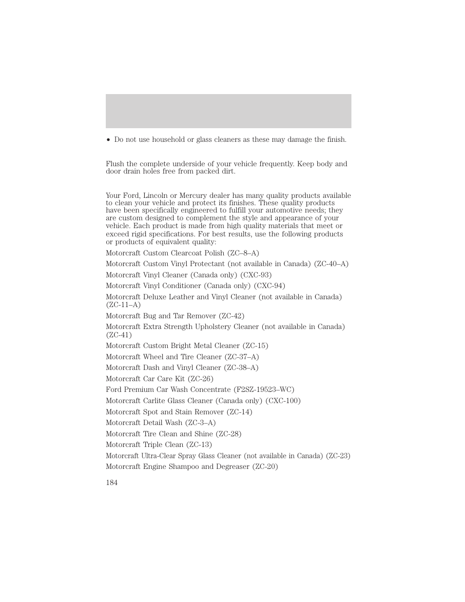 Cleaning | FORD 2004 Taurus v.2 User Manual | Page 184 / 248