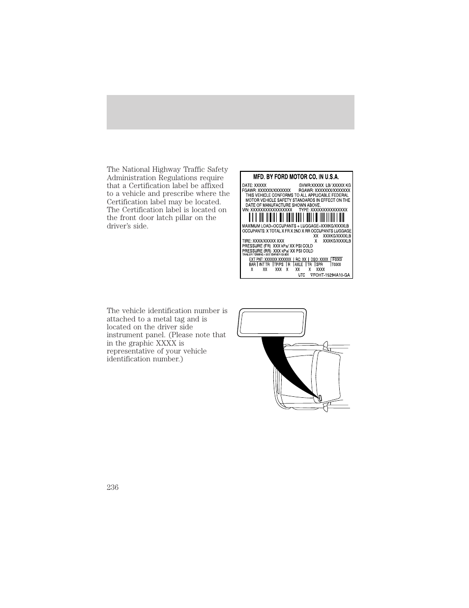 Maintenance and specifications | FORD 2004 Taurus v.2 User Manual | Page 236 / 248