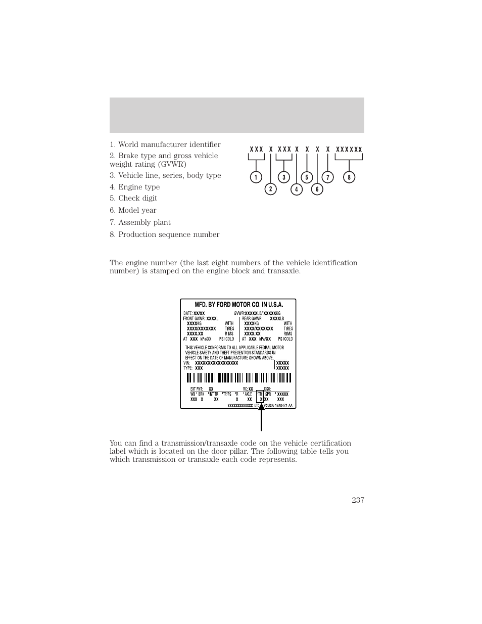 Maintenance and specifications | FORD 2004 Taurus v.2 User Manual | Page 237 / 248