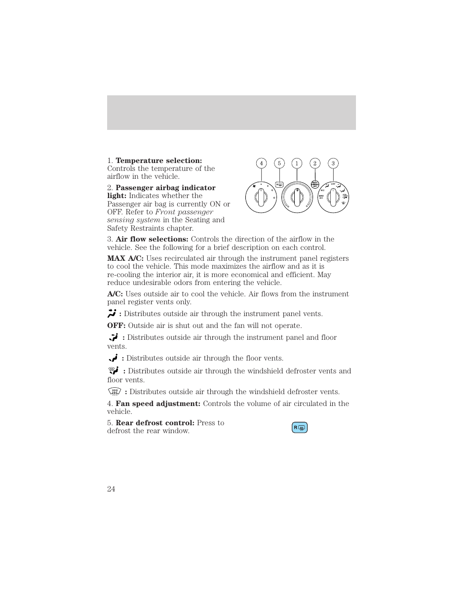 Climate controls | FORD 2004 Taurus v.2 User Manual | Page 24 / 248