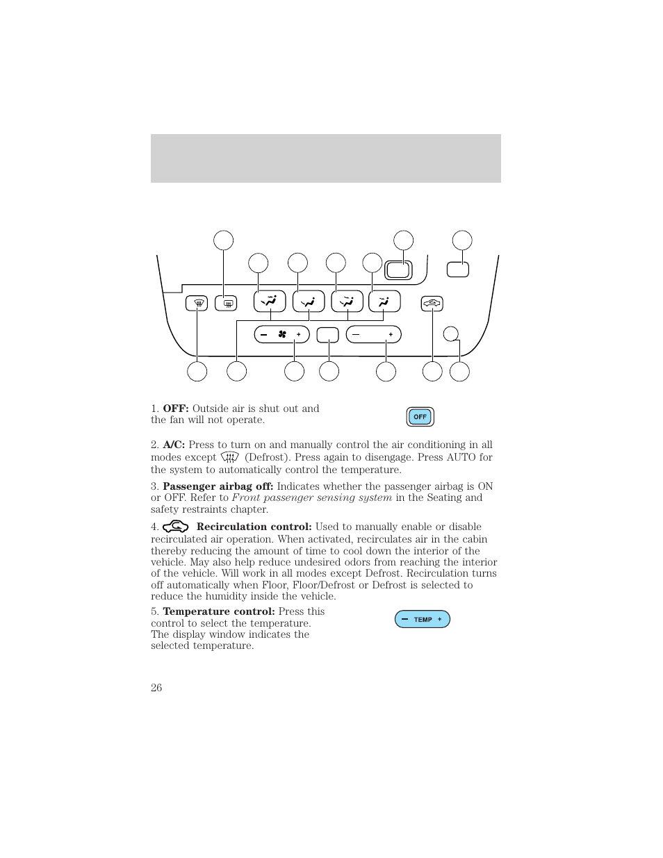 Climate controls | FORD 2004 Taurus v.2 User Manual | Page 26 / 248
