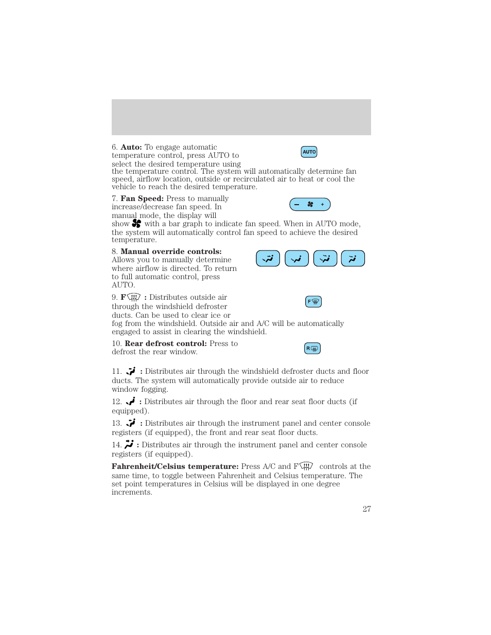 Climate controls | FORD 2004 Taurus v.2 User Manual | Page 27 / 248