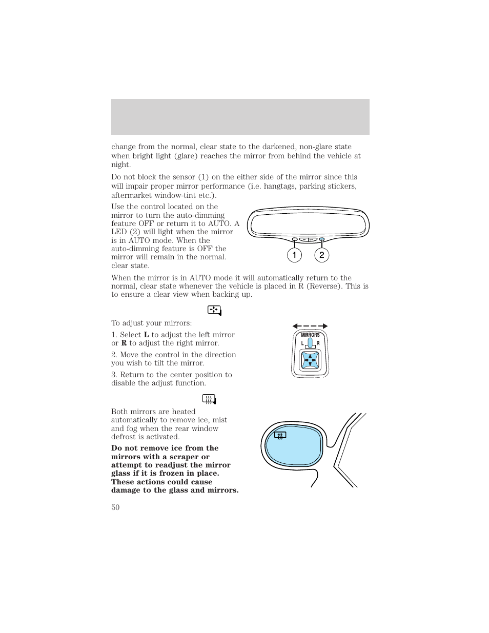 Driver controls | FORD 2004 Taurus v.2 User Manual | Page 50 / 248