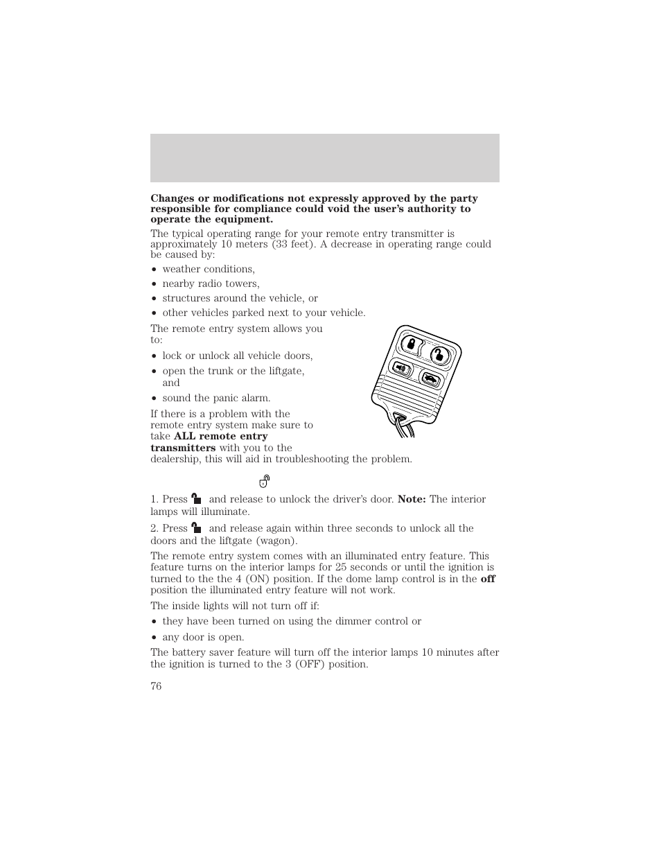 Locks and security | FORD 2004 Taurus v.2 User Manual | Page 76 / 248