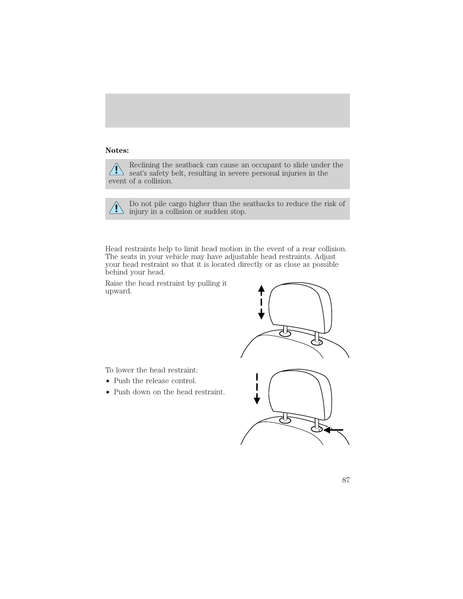 Seating and safety restraints | FORD 2004 Taurus v.2 User Manual | Page 87 / 248