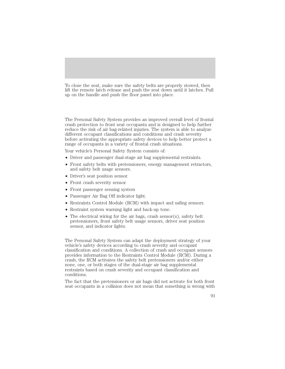 Seating and safety restraints | FORD 2004 Taurus v.2 User Manual | Page 91 / 248