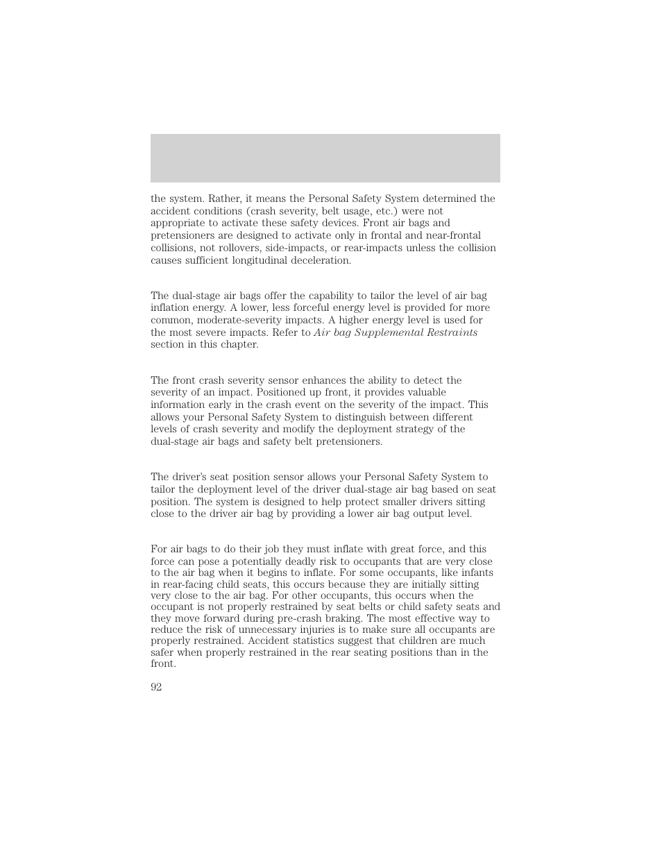 Seating and safety restraints | FORD 2004 Taurus v.2 User Manual | Page 92 / 248