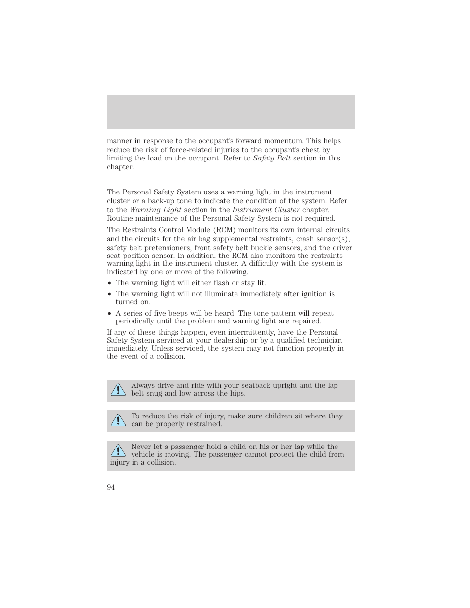 Seating and safety restraints | FORD 2004 Taurus v.2 User Manual | Page 94 / 248