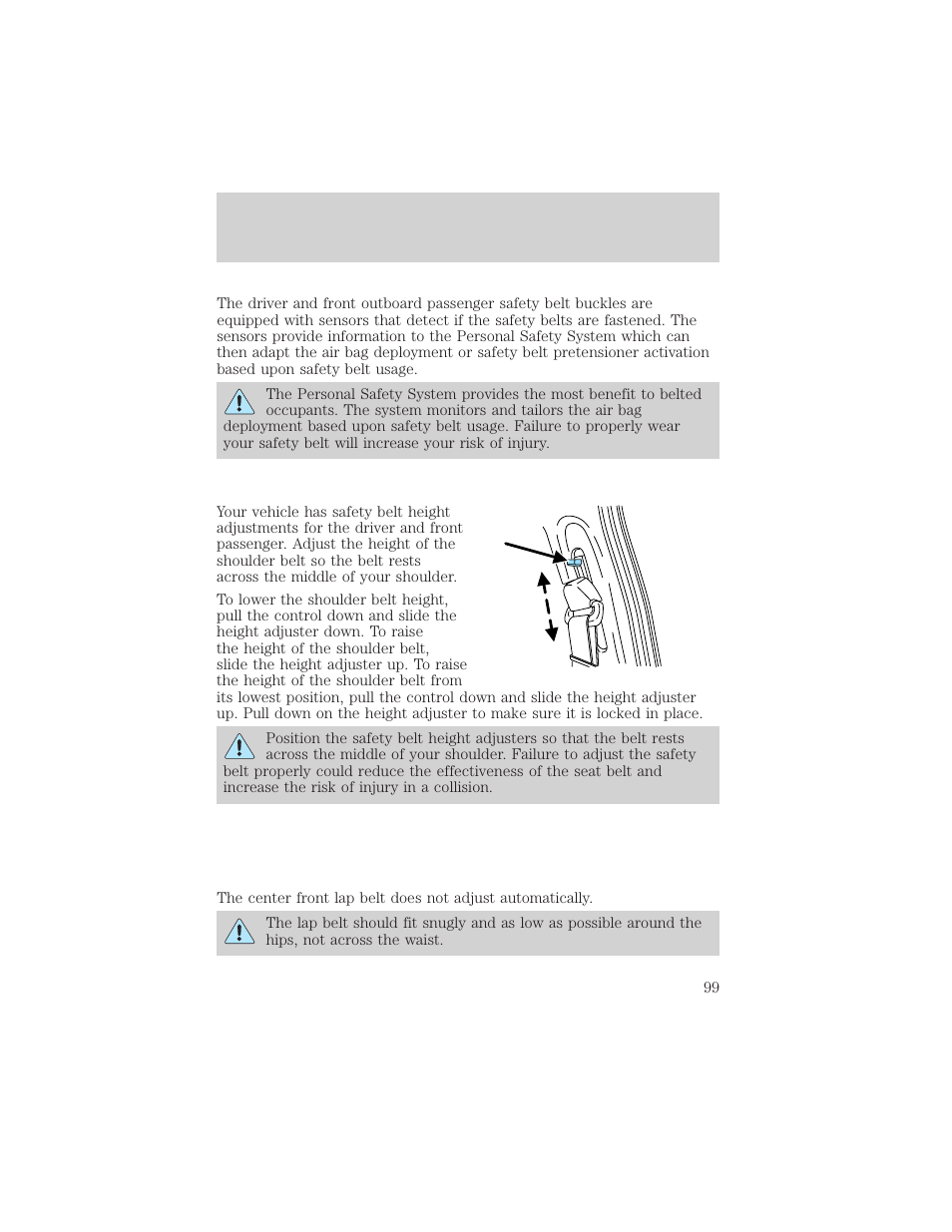 Seating and safety restraints | FORD 2004 Taurus v.2 User Manual | Page 99 / 248