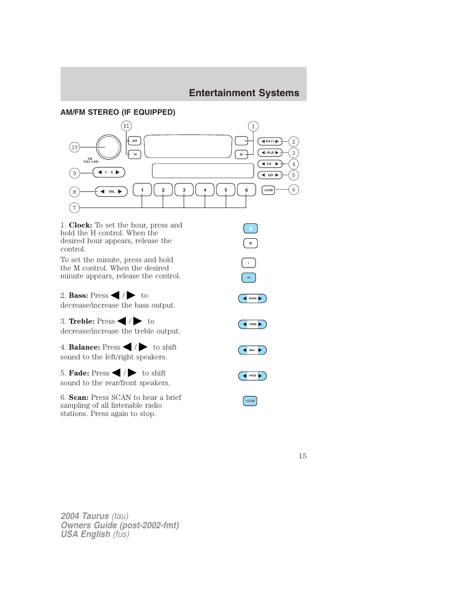 Entertainment systems | FORD 2004 Taurus v.3 User Manual | Page 15 / 248
