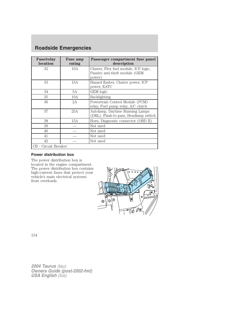 Roadside emergencies | FORD 2004 Taurus v.3 User Manual | Page 154 / 248
