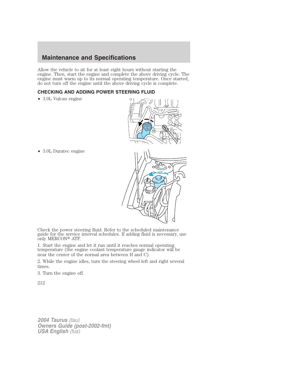 Maintenance and specifications | FORD 2004 Taurus v.3 User Manual | Page 212 / 248