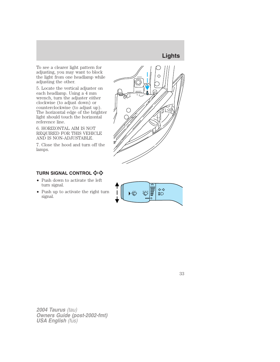 Lights | FORD 2004 Taurus v.3 User Manual | Page 33 / 248