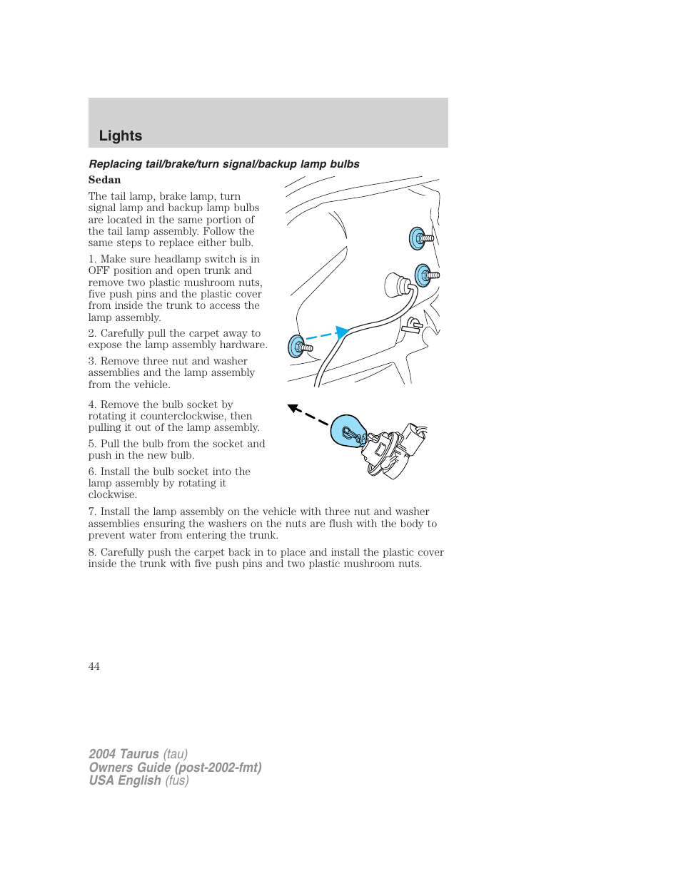 Lights | FORD 2004 Taurus v.3 User Manual | Page 44 / 248