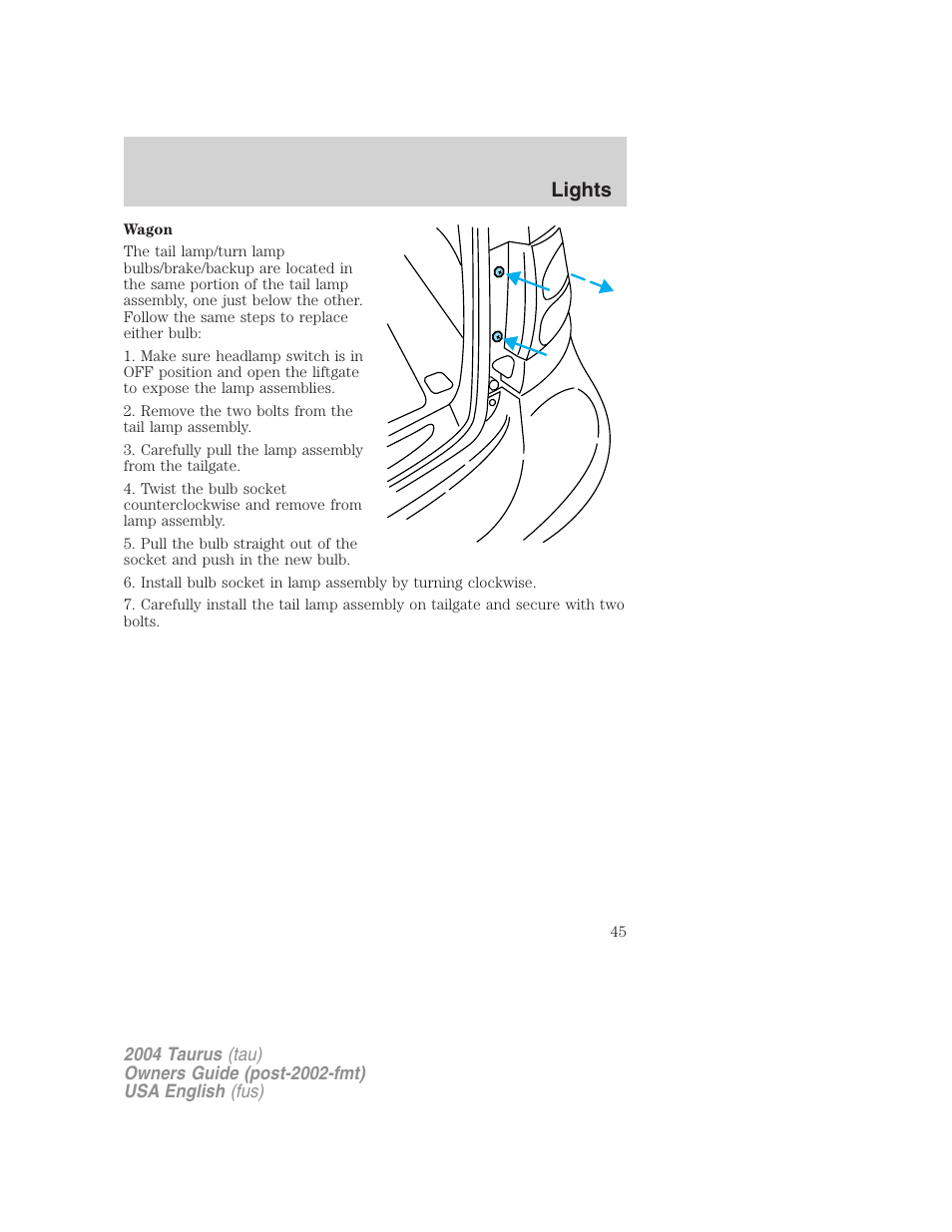 Lights | FORD 2004 Taurus v.3 User Manual | Page 45 / 248