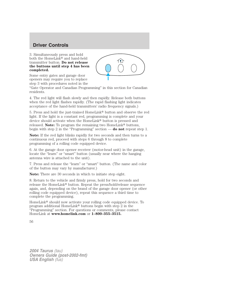 Driver controls | FORD 2004 Taurus v.3 User Manual | Page 56 / 248