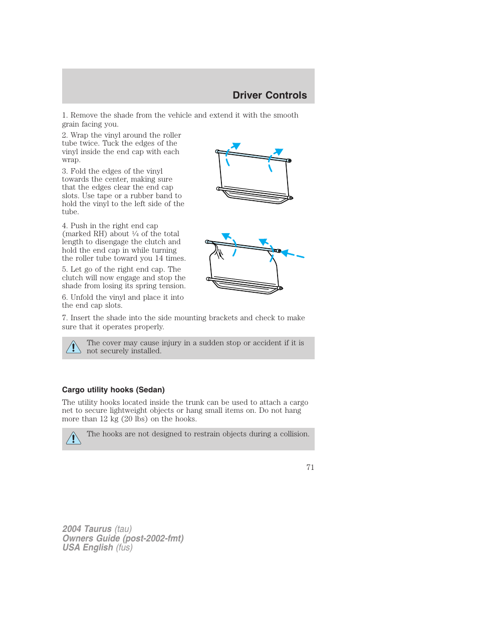 Driver controls | FORD 2004 Taurus v.3 User Manual | Page 71 / 248