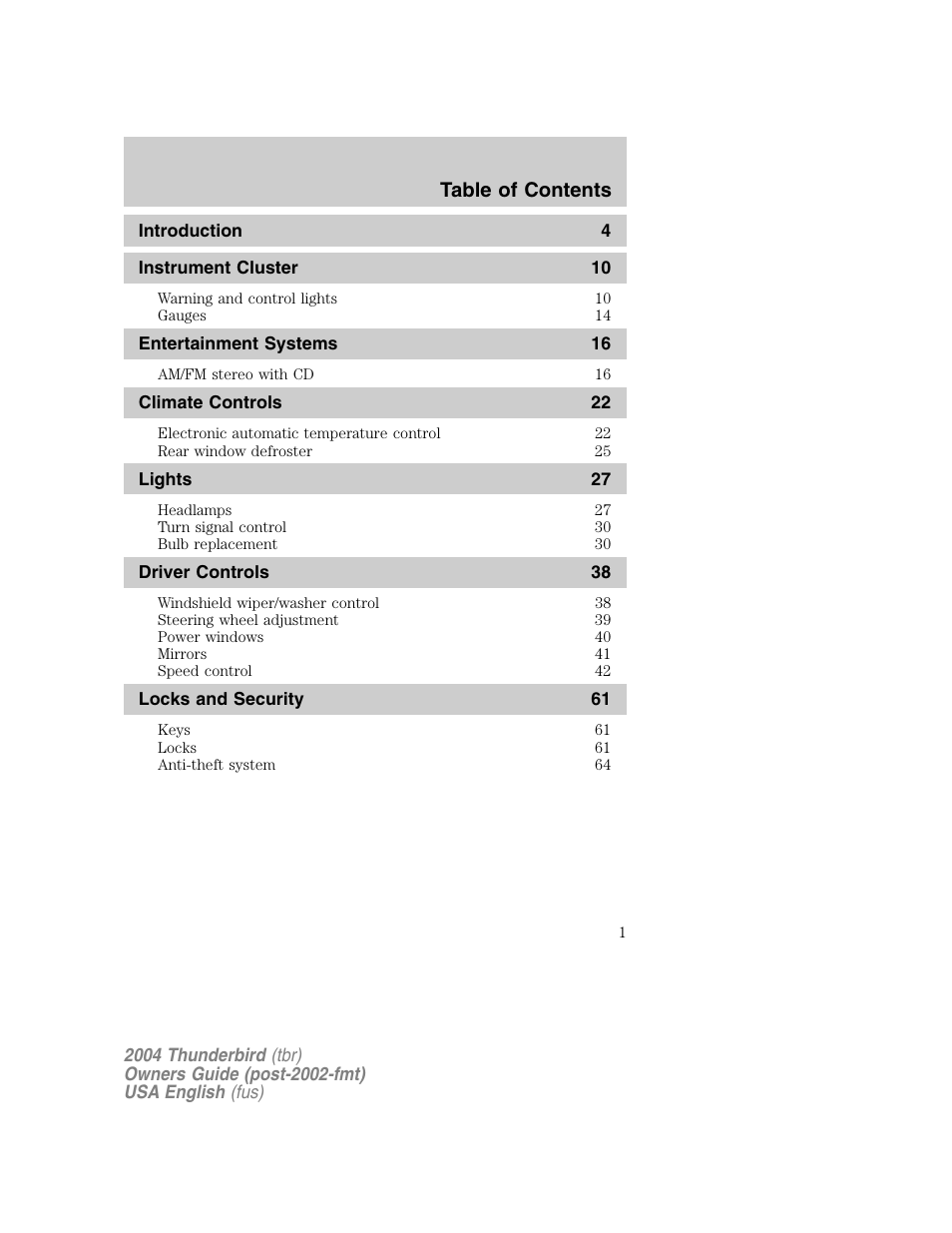 FORD 2004 Thunderbird v.1 User Manual | 216 pages