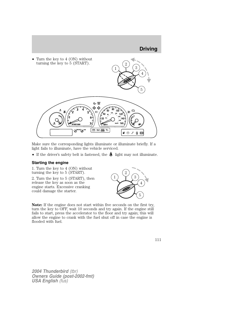 Driving | FORD 2004 Thunderbird v.1 User Manual | Page 111 / 216