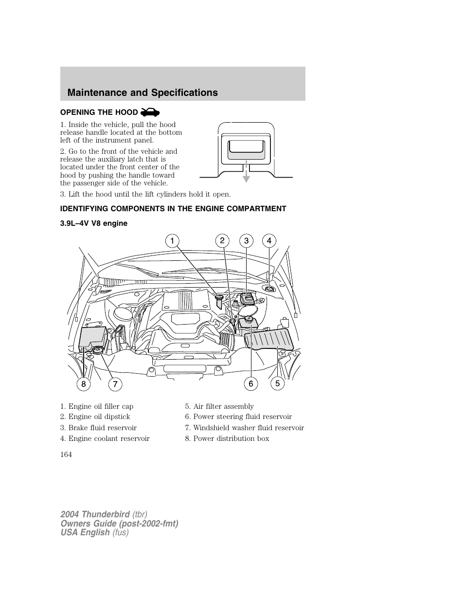 Maintenance and specifications | FORD 2004 Thunderbird v.1 User Manual | Page 164 / 216