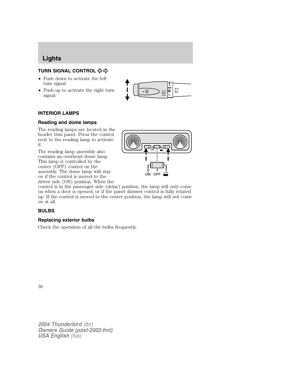 Lights | FORD 2004 Thunderbird v.1 User Manual | Page 30 / 216