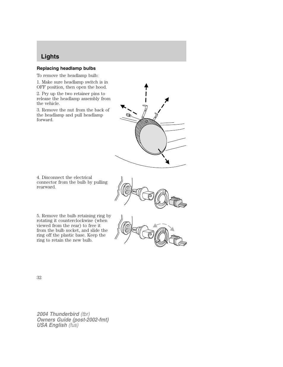 Lights | FORD 2004 Thunderbird v.1 User Manual | Page 32 / 216