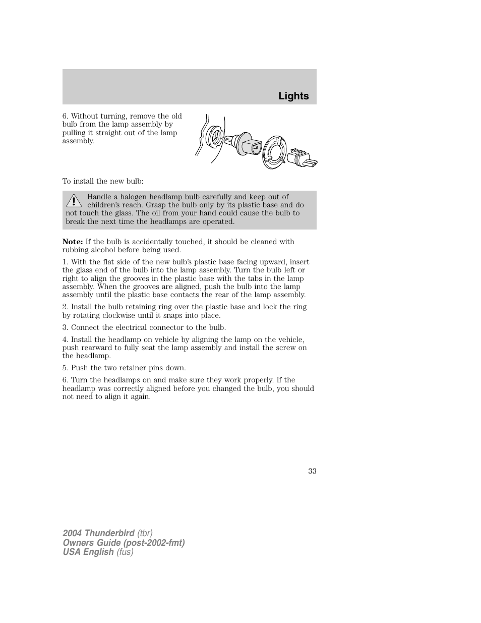 Lights | FORD 2004 Thunderbird v.1 User Manual | Page 33 / 216