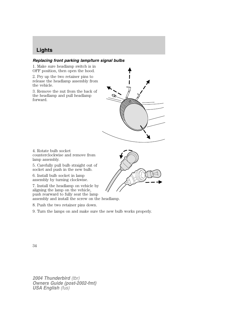 Lights | FORD 2004 Thunderbird v.1 User Manual | Page 34 / 216