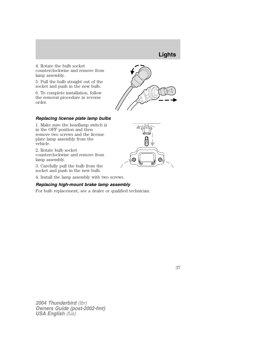 Lights | FORD 2004 Thunderbird v.1 User Manual | Page 37 / 216