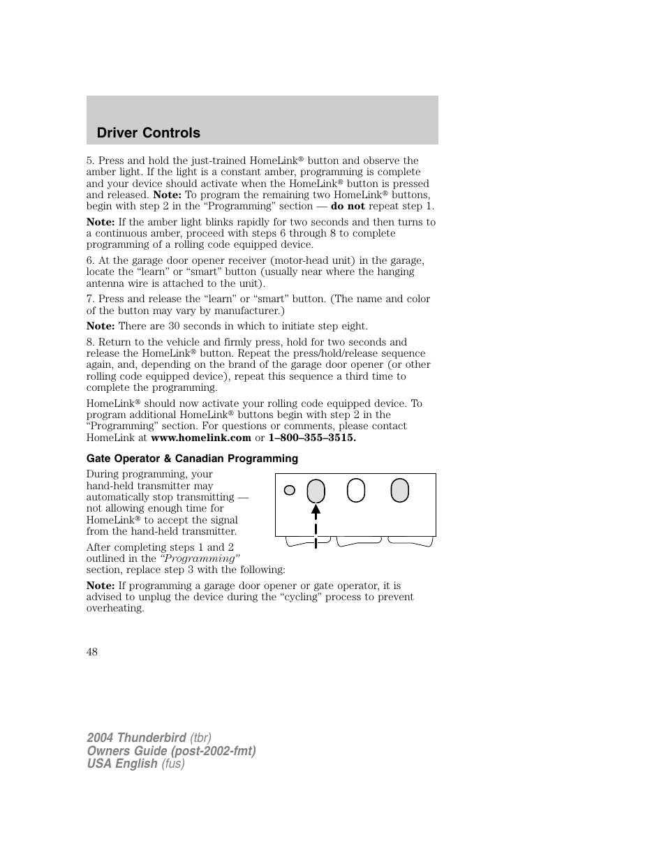 Driver controls | FORD 2004 Thunderbird v.1 User Manual | Page 48 / 216