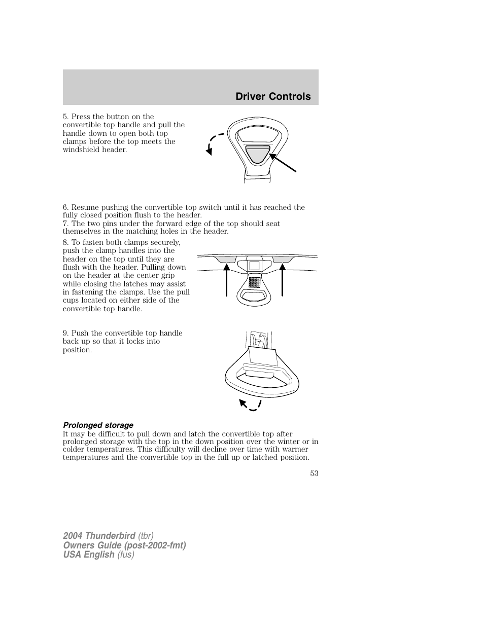 Driver controls | FORD 2004 Thunderbird v.1 User Manual | Page 53 / 216