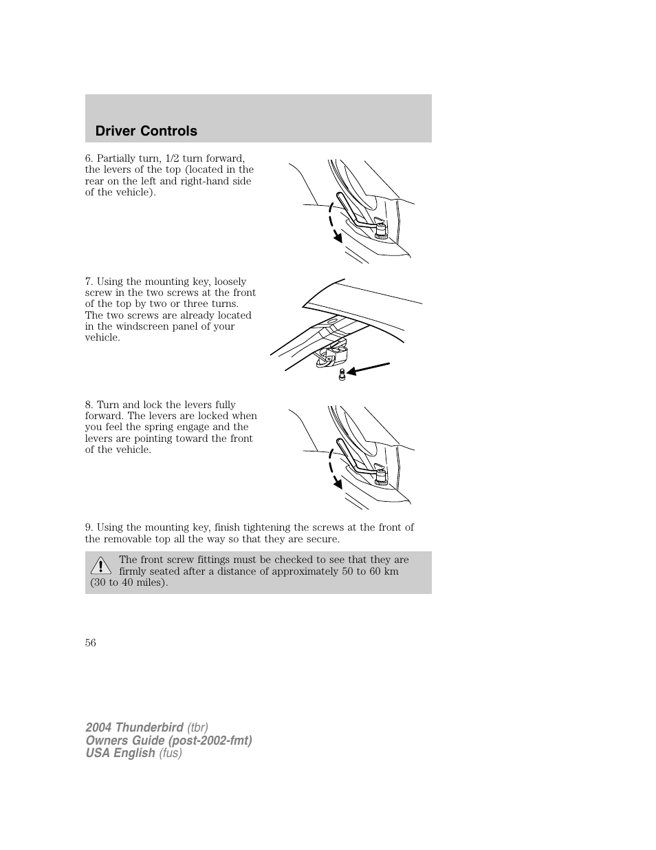 Driver controls | FORD 2004 Thunderbird v.1 User Manual | Page 56 / 216