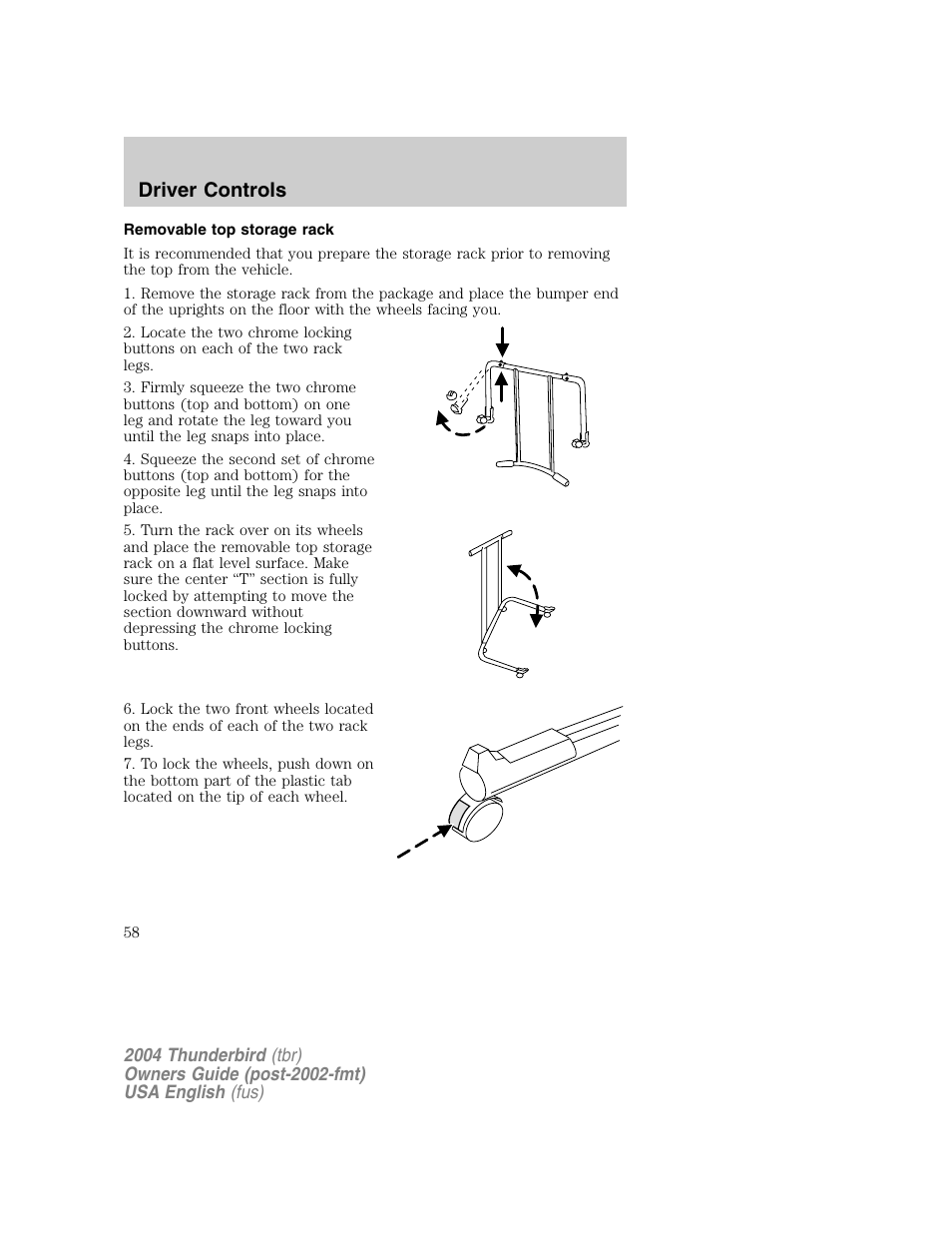 Driver controls | FORD 2004 Thunderbird v.1 User Manual | Page 58 / 216