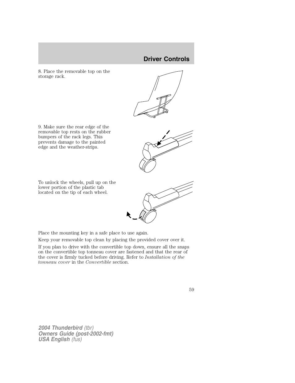 Driver controls | FORD 2004 Thunderbird v.1 User Manual | Page 59 / 216