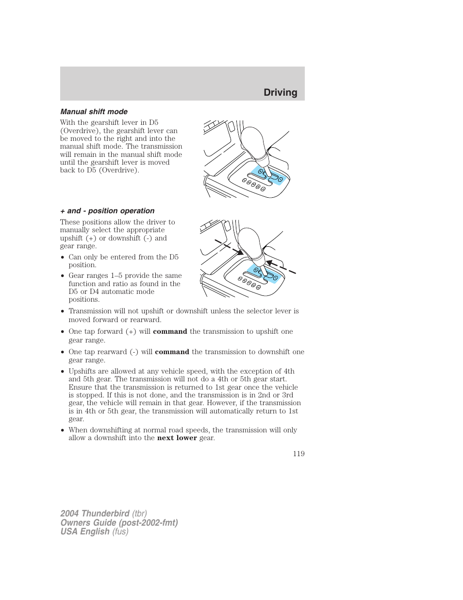 Driving | FORD 2004 Thunderbird v.2 User Manual | Page 119 / 224