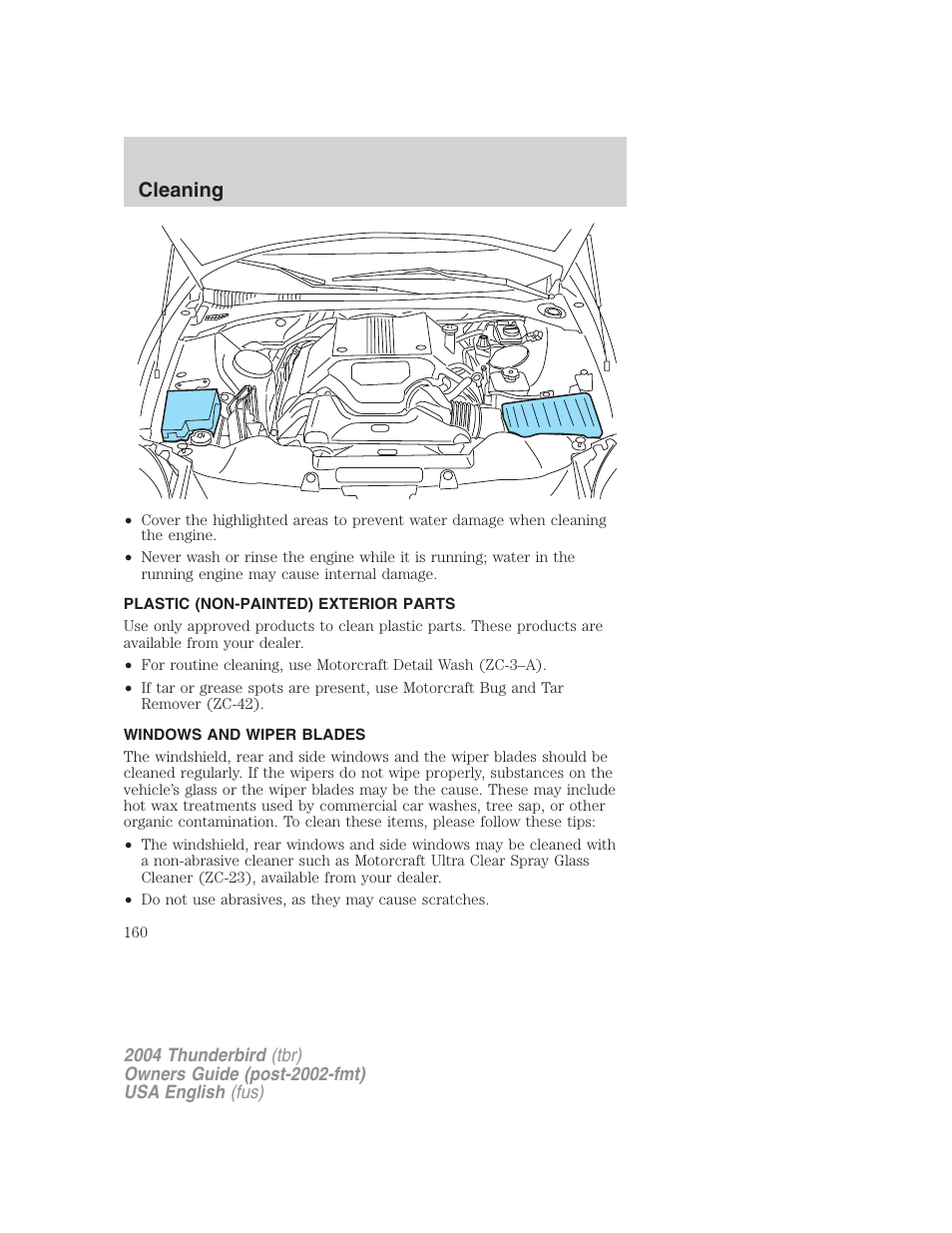 Cleaning | FORD 2004 Thunderbird v.2 User Manual | Page 160 / 224