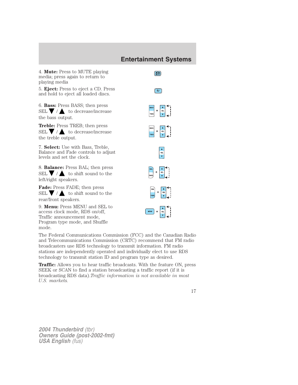 Entertainment systems | FORD 2004 Thunderbird v.2 User Manual | Page 17 / 224