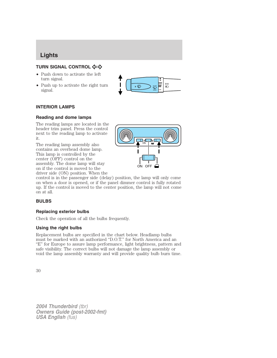 Lights | FORD 2004 Thunderbird v.2 User Manual | Page 30 / 224