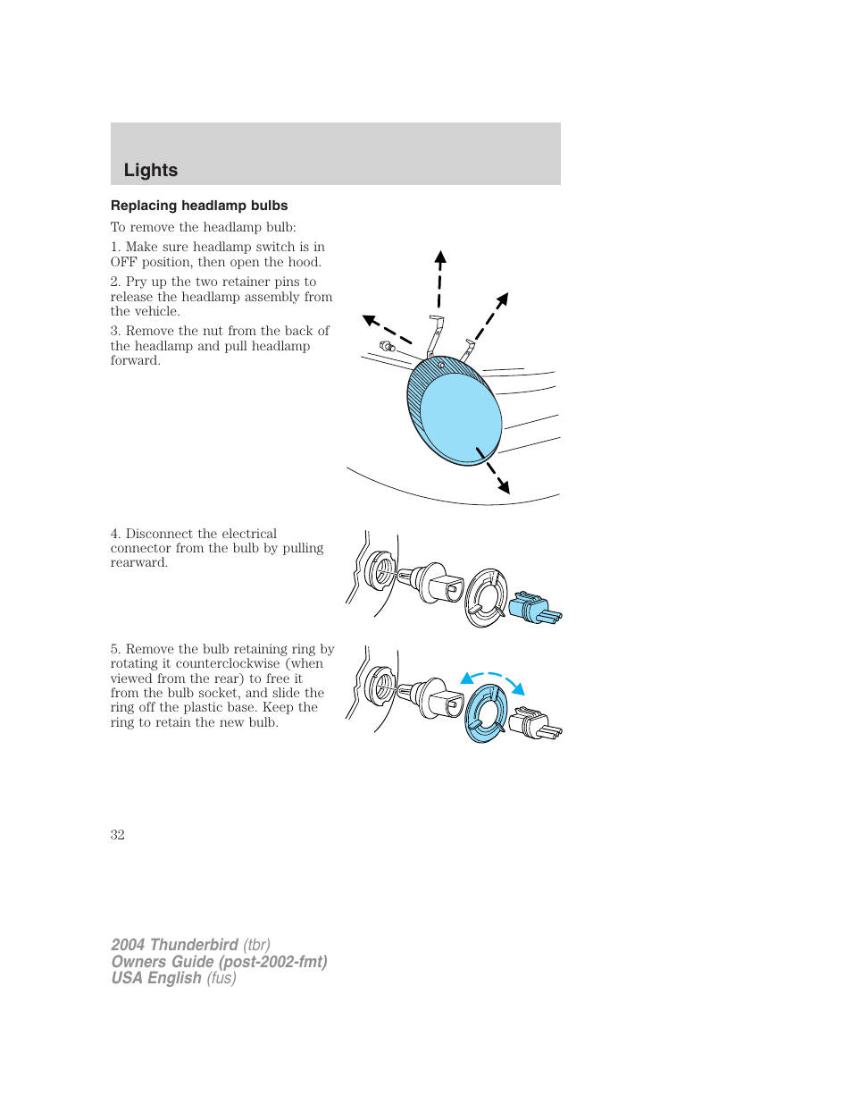 Lights | FORD 2004 Thunderbird v.2 User Manual | Page 32 / 224