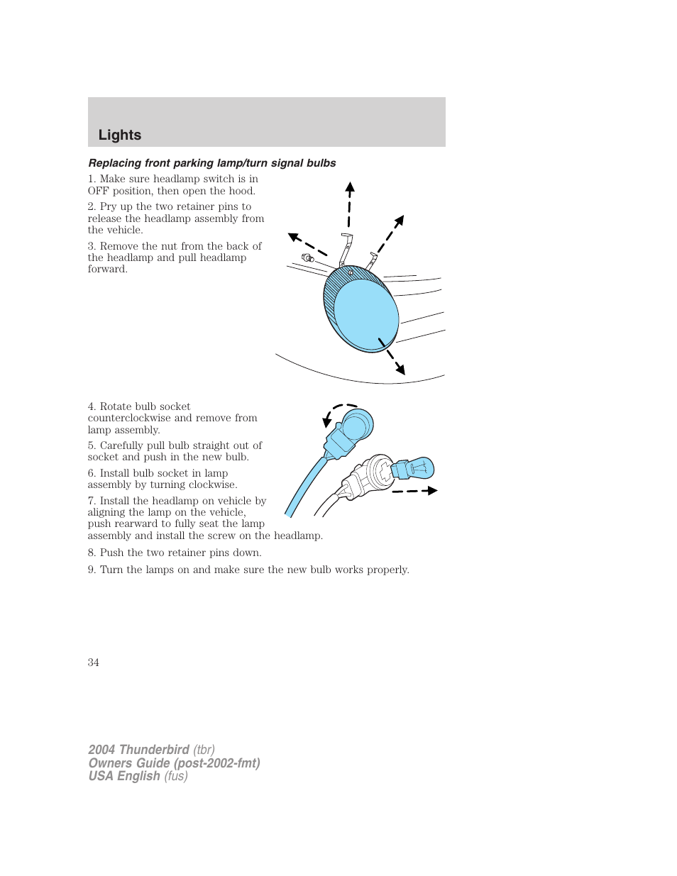 Lights | FORD 2004 Thunderbird v.2 User Manual | Page 34 / 224